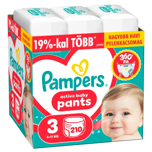 Pampers Active Baby Bugyipelenka, Méret: 3, 214 db Pelenka, 6kg-11kg termékhez kapcsolódó kép