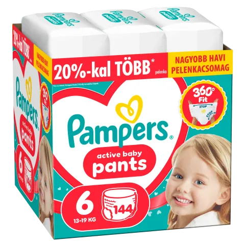 Pampers Active Baby Bugyipelenka, Méret: 6, 144 db Pelenka, 13kg-19kg termékhez kapcsolódó kép