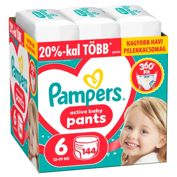 Pampers Active Baby Bugyipelenka, Méret: 6, 144 db Pelenka, 13kg-19kg termékhez kapcsolódó kép