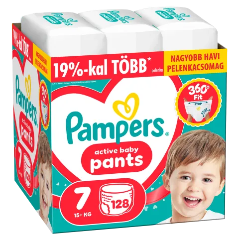 Pampers Active Baby Bugyipelenka, Méret: 7, 128 db Pelenka, 15kg+ termékhez kapcsolódó kép