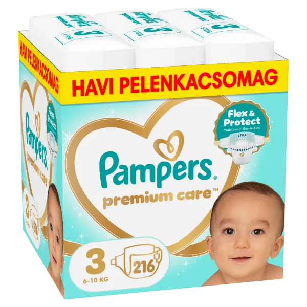 Pampers Premium Care Pelenka, Méret: 3, 216 db, 6kg-10kg termékhez kapcsolódó kép