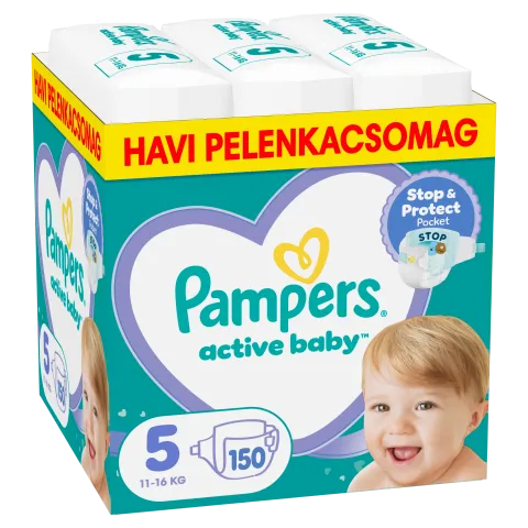 Pampers Active Baby pelenka - havi pelenkacsomag, Méret: 5, 150 db Pelenka, 11kg-16kg termékhez kapcsolódó kép