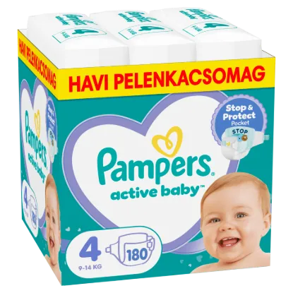 Pampers Active Baby pelenka - havi pelenkacsomag, Méret: 4, 180 db Pelenka, 9kg - 14kg termékhez kapcsolódó kép