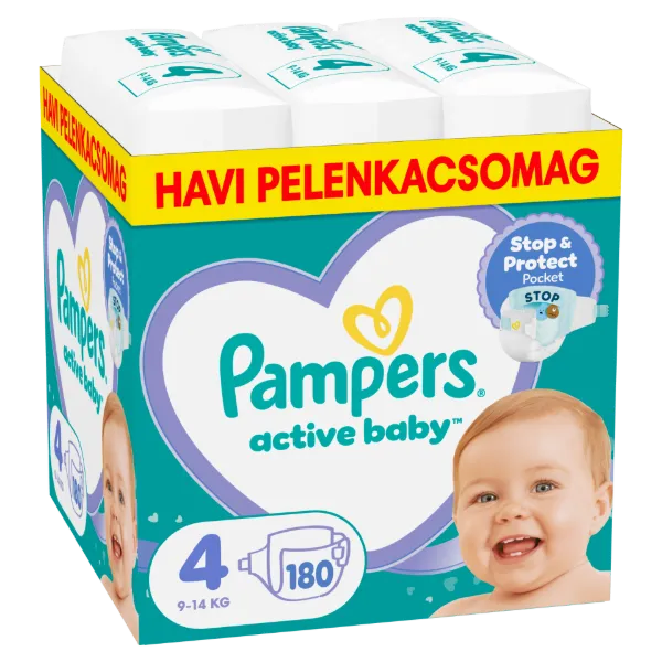 Pampers Active Baby pelenka - havi pelenkacsomag, Méret: 4, 180 db Pelenka, 9kg - 14kg termékhez kapcsolódó kép
