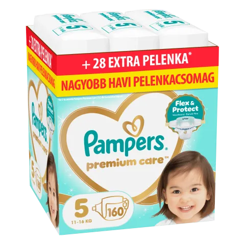 Pampers Premium Care Pelenka, Méret: 5, 160 db, 11kg-16kg termékhez kapcsolódó kép