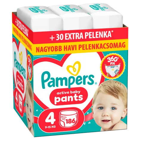 Pampers Active Baby Bugyipelenka, Méret: 4, 186 db Pelenka, 9kg-15kg termékhez kapcsolódó kép
