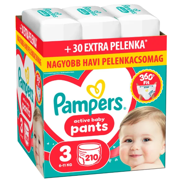 Pampers Active Baby Bugyipelenka, Méret: 3, 214 db Pelenka, 6kg-11kg termékhez kapcsolódó kép