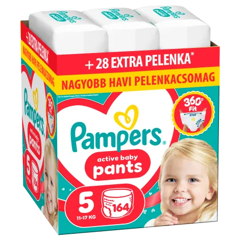 Pampers Active Baby Bugyipelenka, Méret: 5, 164 db Pelenka, 11kg-17kg termékhez kapcsolódó kép