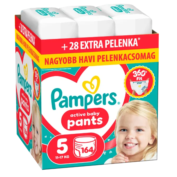 Pampers Active Baby Bugyipelenka, Méret: 5, 164 db Pelenka, 11kg-17kg termékhez kapcsolódó kép