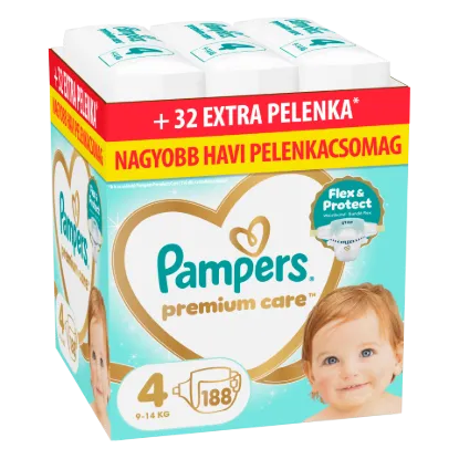Pampers Premium Care Pelenka, Méret: 4, 188 db, 9kg-14kg termékhez kapcsolódó kép