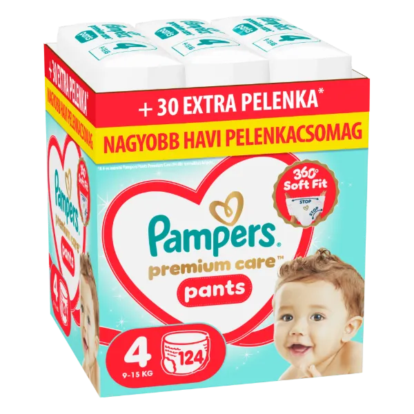 Pampers Premium Care Bugyipelenka, Méret: 4, 124 db Pelenka, 9kg-15kg termékhez kapcsolódó kép