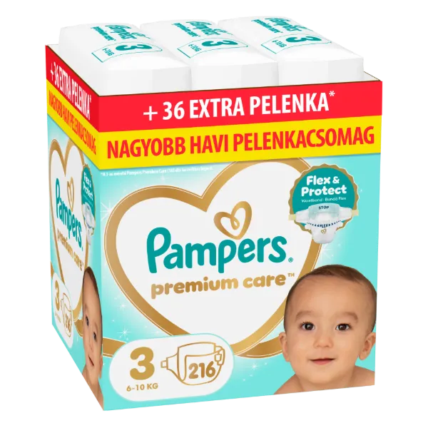 Pampers Premium Care Pelenka, Méret: 3, 216 db, 6kg-10kg termékhez kapcsolódó kép