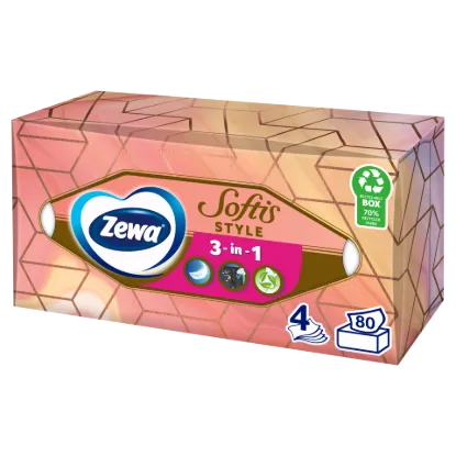 Zewa Softis Style illatmentes dobozos papír zsebkendő 4 rétegű 80 db termékhez kapcsolódó kép