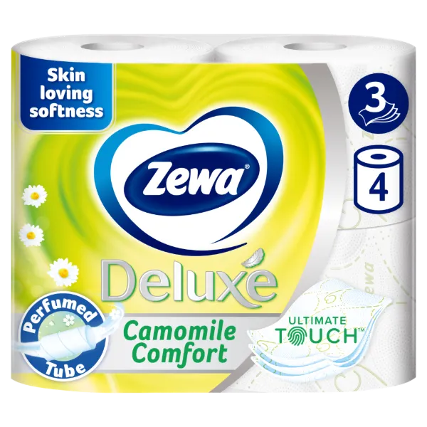 Zewa Deluxe Camomile Comfort toalettpapír 3 rétegű 4 tekercs termékhez kapcsolódó kép