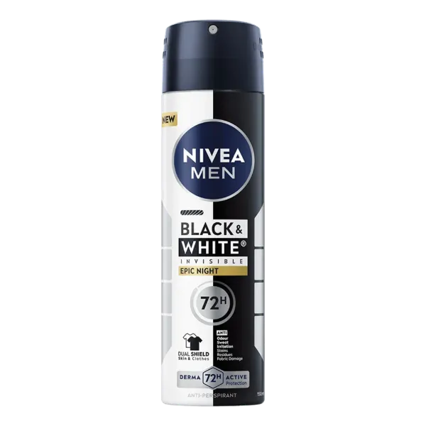 Nivea Men Deo Spray 150 ml Black & White Invisible Epic Night termékhez kapcsolódó kép