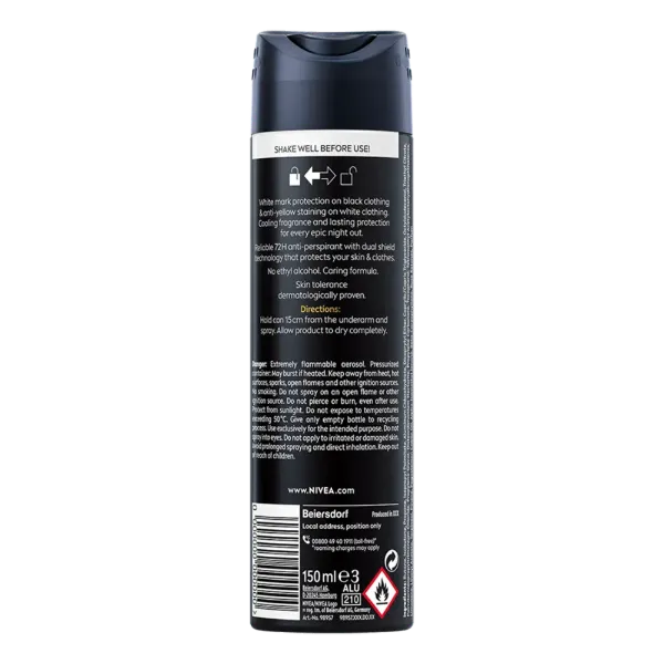 Nivea Men Deo Spray 150 ml Black & White Invisible Epic Night termékhez kapcsolódó kép