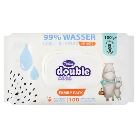 Violeta Double Care 99% vizet tartalmazó nedves WC-papír gyerekeknek 100 db termékhez kapcsolódó kép