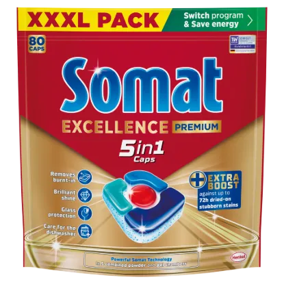 Somat Excellence Premium gépi mosogatószer kapszula 80 db 1488 g termékhez kapcsolódó kép