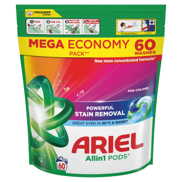 Ariel Allin1 PODS Folyékony Mosókapszula Színes Ruhákhoz, 60 Mosáshoz termékhez kapcsolódó kép