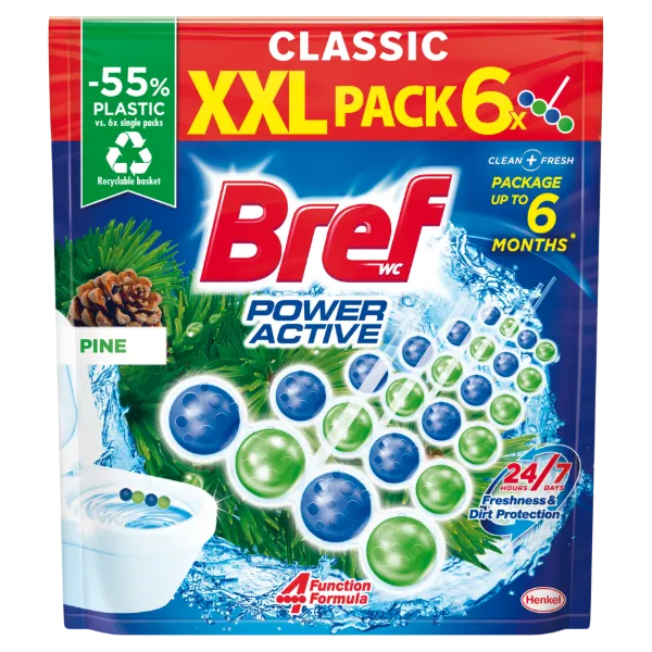 Bref Power Active Pine WC frissítő 6 x 50 g (300 g) termékhez kapcsolódó kép
