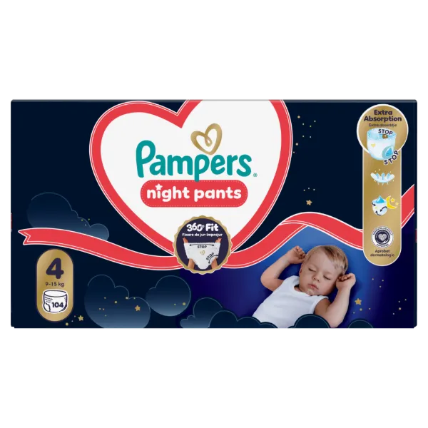 Pampers Night Bugyipelenka, Méret: 4, 104 db Pelenka, 9kg-15kg termékhez kapcsolódó kép