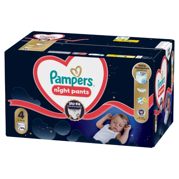 Pampers Night Bugyipelenka, Méret: 4, 104 db Pelenka, 9kg-15kg termékhez kapcsolódó kép