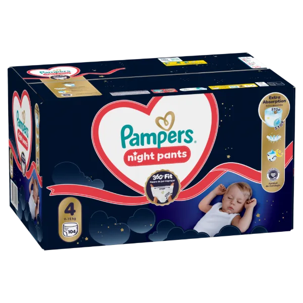 Pampers Night Bugyipelenka, Méret: 4, 104 db Pelenka, 9kg-15kg termékhez kapcsolódó kép