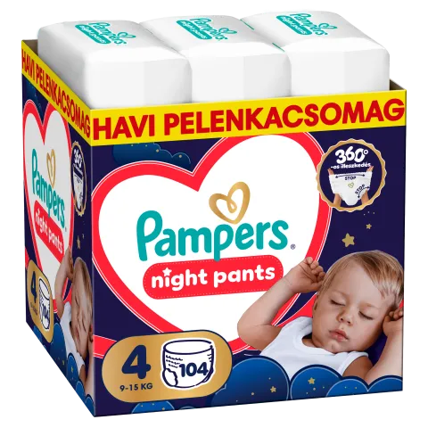 Pampers Night Bugyipelenka, Méret: 4, 104 db Pelenka, 9kg-15kg termékhez kapcsolódó kép