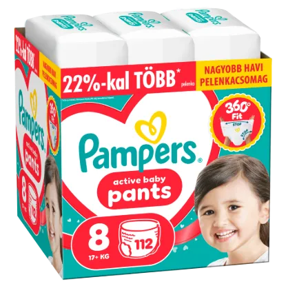 Pampers Active Baby Bugyipelenka, Méret: 8, 110 db Pelenka, 17kg+ termékhez kapcsolódó kép