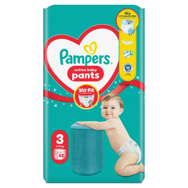Pampers Active Baby Bugyipelenka, Méret: 3, 62 db Pelenka, 6kg-11kg termékhez kapcsolódó kép