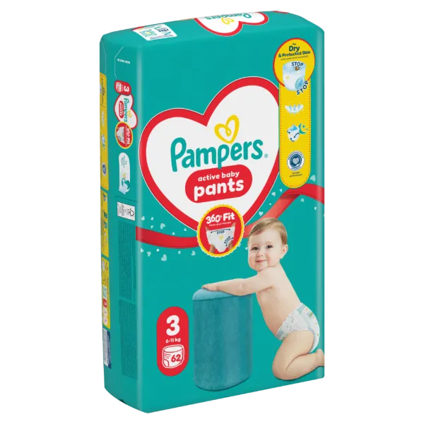 Pampers Active Baby Bugyipelenka, Méret: 3, 62 db Pelenka, 6kg-11kg termékhez kapcsolódó kép