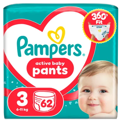 Pampers Active Baby Bugyipelenka, Méret: 3, 62 db Pelenka, 6kg-11kg termékhez kapcsolódó kép