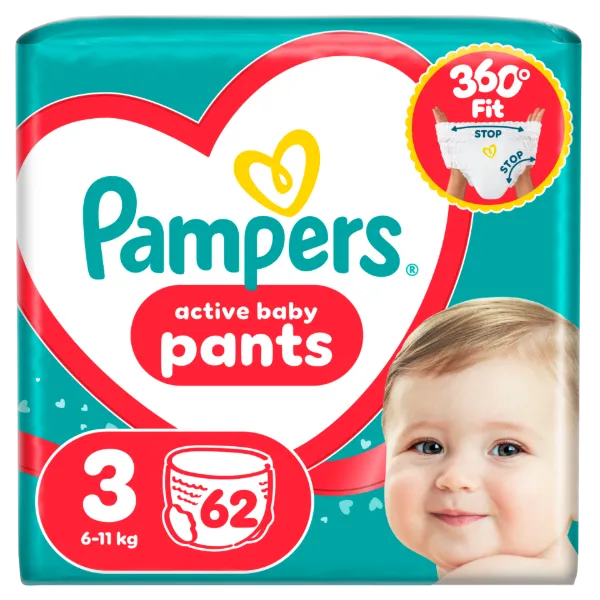 Pampers Active Baby Bugyipelenka, Méret: 3, 62 db Pelenka, 6kg-11kg termékhez kapcsolódó kép