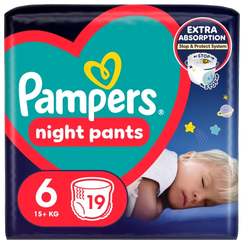 Pampers Night Pants Éjszakai Bugyipelenka, Méret: 6, 19 db, 13kg+ termékhez kapcsolódó kép