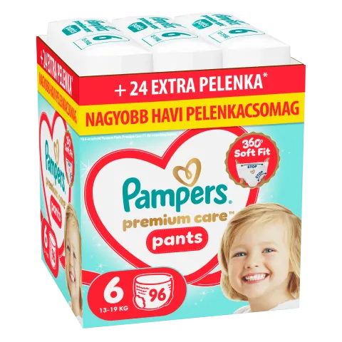 Pampers Premium Care Bugyipelenka, Méret: 6, 96 db Pelenka, 13kg-19kg termékhez kapcsolódó kép