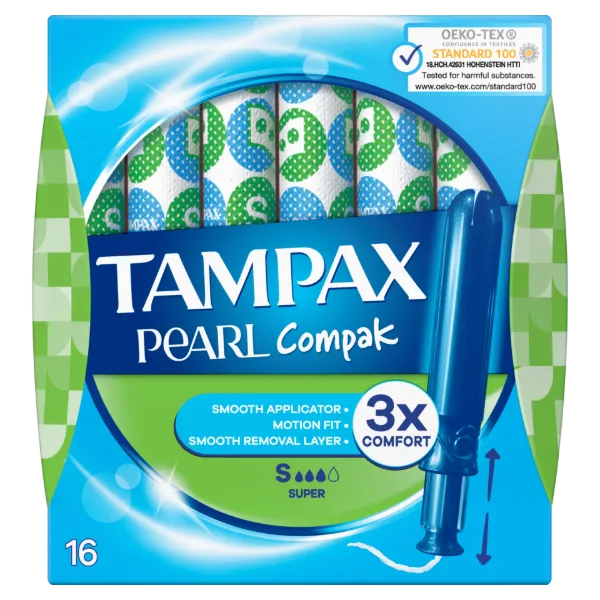 Tampax Compak Pearl Super Applikátoros Tampon, 16 db termékhez kapcsolódó kép