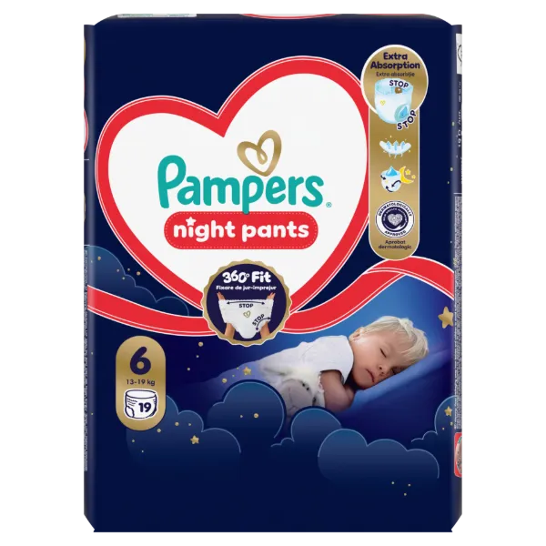 Pampers Night Bugyipelenka, Méret: 6, 19 db Pelenka, 13kg-19kg termékhez kapcsolódó kép