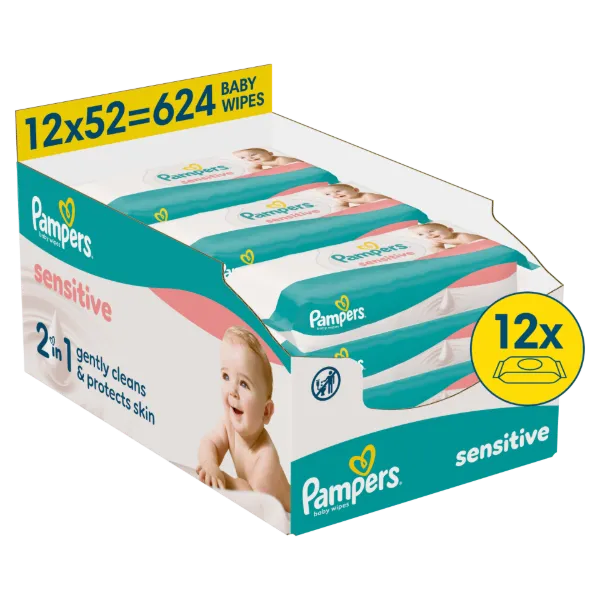Pampers Fresh Clean Baby Nedves Törlőkendő, 12 Csomag x 52 Törlőkendő db Baba Nedves Törlőkendő termékhez kapcsolódó kép