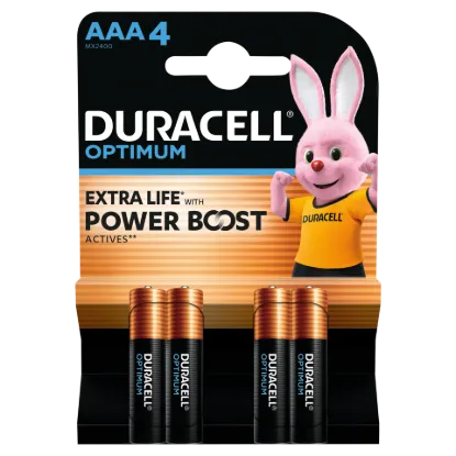 Duracell Optimum Power Boost AAA MX2400 1,5 V alkáli elemek 4 db termékhez kapcsolódó kép