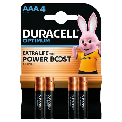 Duracell Optimum Power Boost AAA MX2400 1,5 V alkáli elemek 4 db termékhez kapcsolódó kép