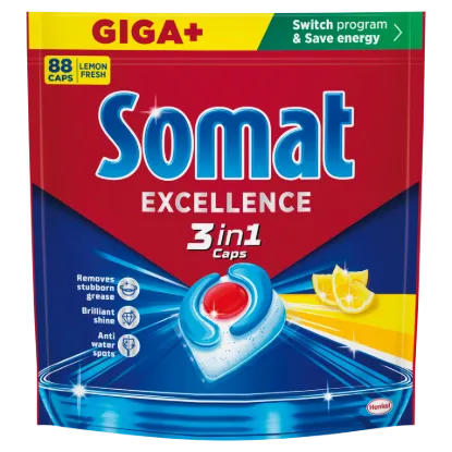 Somat Excellence Lemon Fresh gépi mosogatószer kapszula 88 db 1592,8 g termékhez kapcsolódó kép