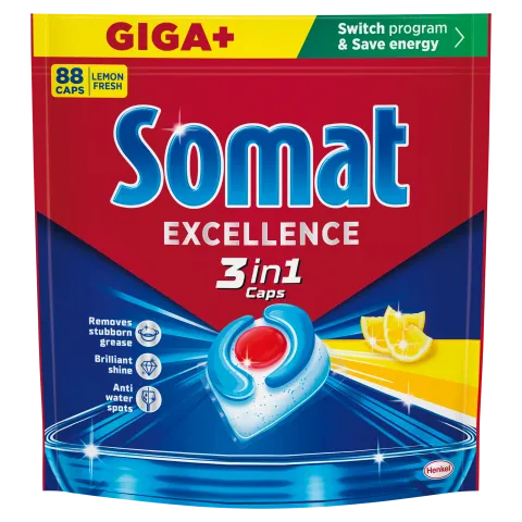 Somat Excellence Lemon Fresh gépi mosogatószer kapszula 88 db 1592,8 g termékhez kapcsolódó kép