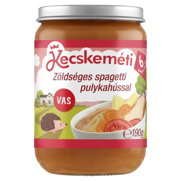 Kecskeméti zöldséges spagetti pulykahússal bébiétel 6 hónapos kortól 190 g termékhez kapcsolódó kép