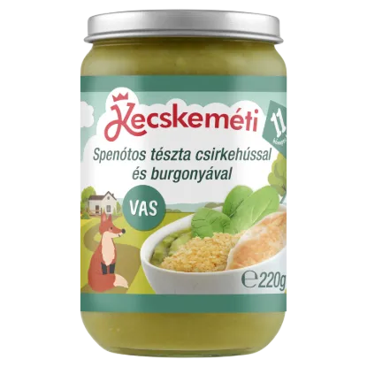 Kecskeméti spenótos tészta csirkehússal és burgonyával bébiétel 11 hónapos kortól 220 g termékhez kapcsolódó kép