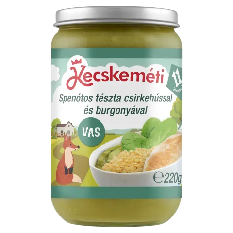 Kecskeméti spenótos tészta csirkehússal és burgonyával bébiétel 11 hónapos kortól 220 g termékhez kapcsolódó kép