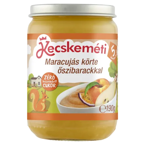 Kecskeméti maracujás körte őszibarackkal bébidesszert 5 hónapos kortól 190 g termékhez kapcsolódó kép