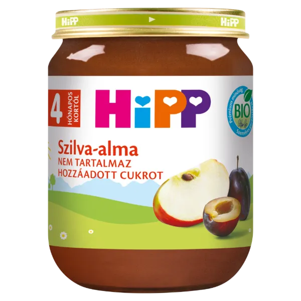 HiPP bio szilva-alma bébidesszert 4 hónapos kortól 125 g termékhez kapcsolódó kép