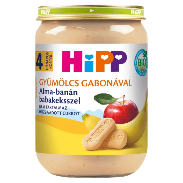HiPP alma-banán babakeksszel bébidesszert 4 hónapos kortól 190 g termékhez kapcsolódó kép