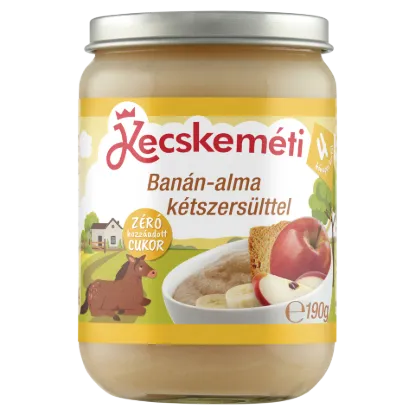 Kecskeméti banán-alma kétszersülttel bébidesszert 4 hónapos kortól 190 g termékhez kapcsolódó kép