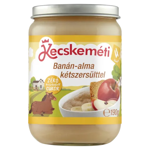 Kecskeméti banán-alma kétszersülttel bébidesszert 4 hónapos kortól 190 g termékhez kapcsolódó kép